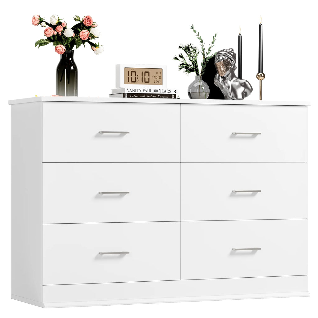 White 6 Drawer Wood Dresser K75352