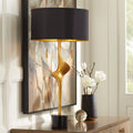 Gold Leaf Table Lamp with Black Drum Shade U899264