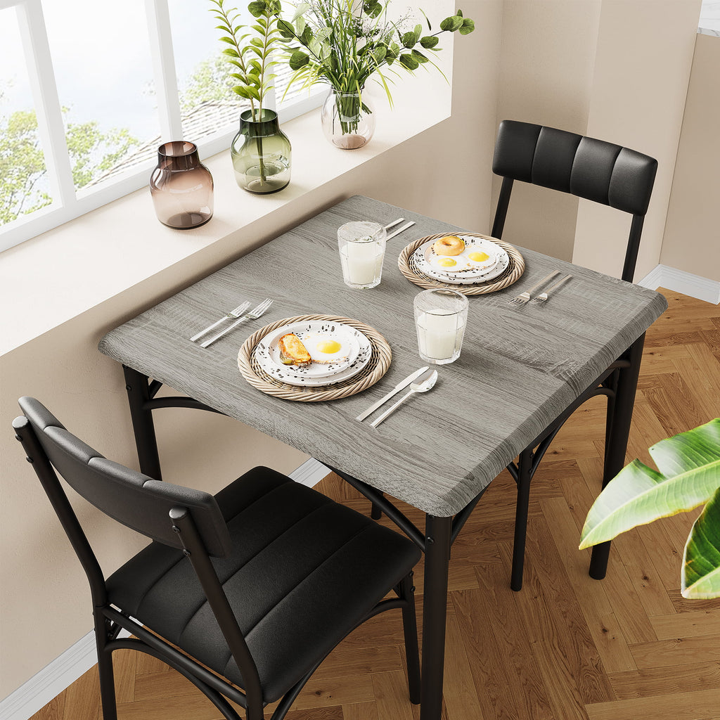 3 Piece Square Dining Table Set with 2 Upholstered Chairs C6516