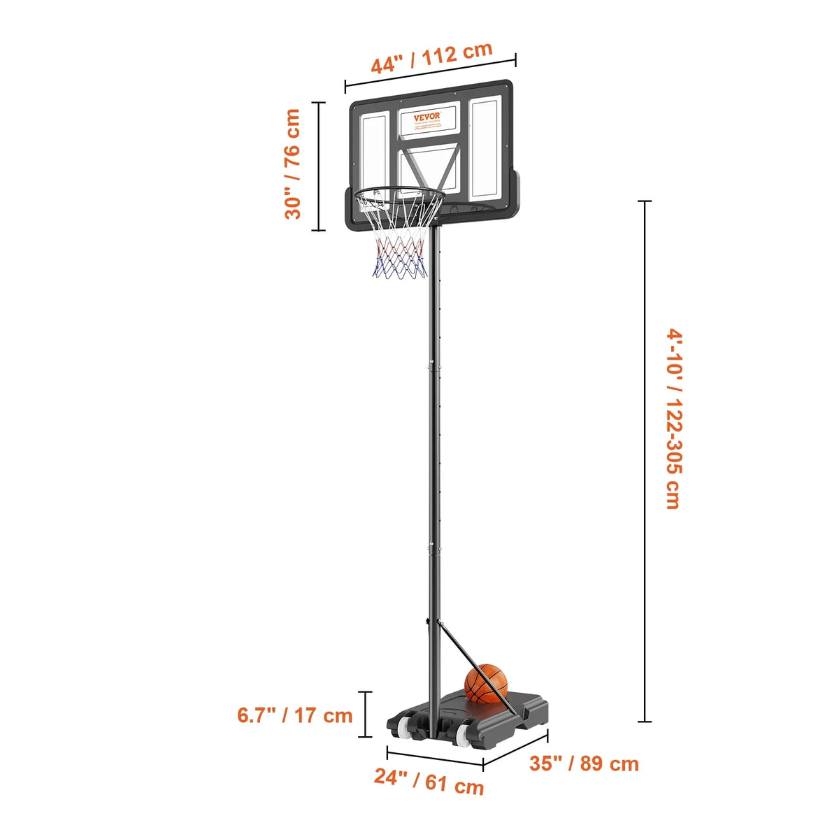 Basketball Hoop Adjustable Height Backboard System L79421