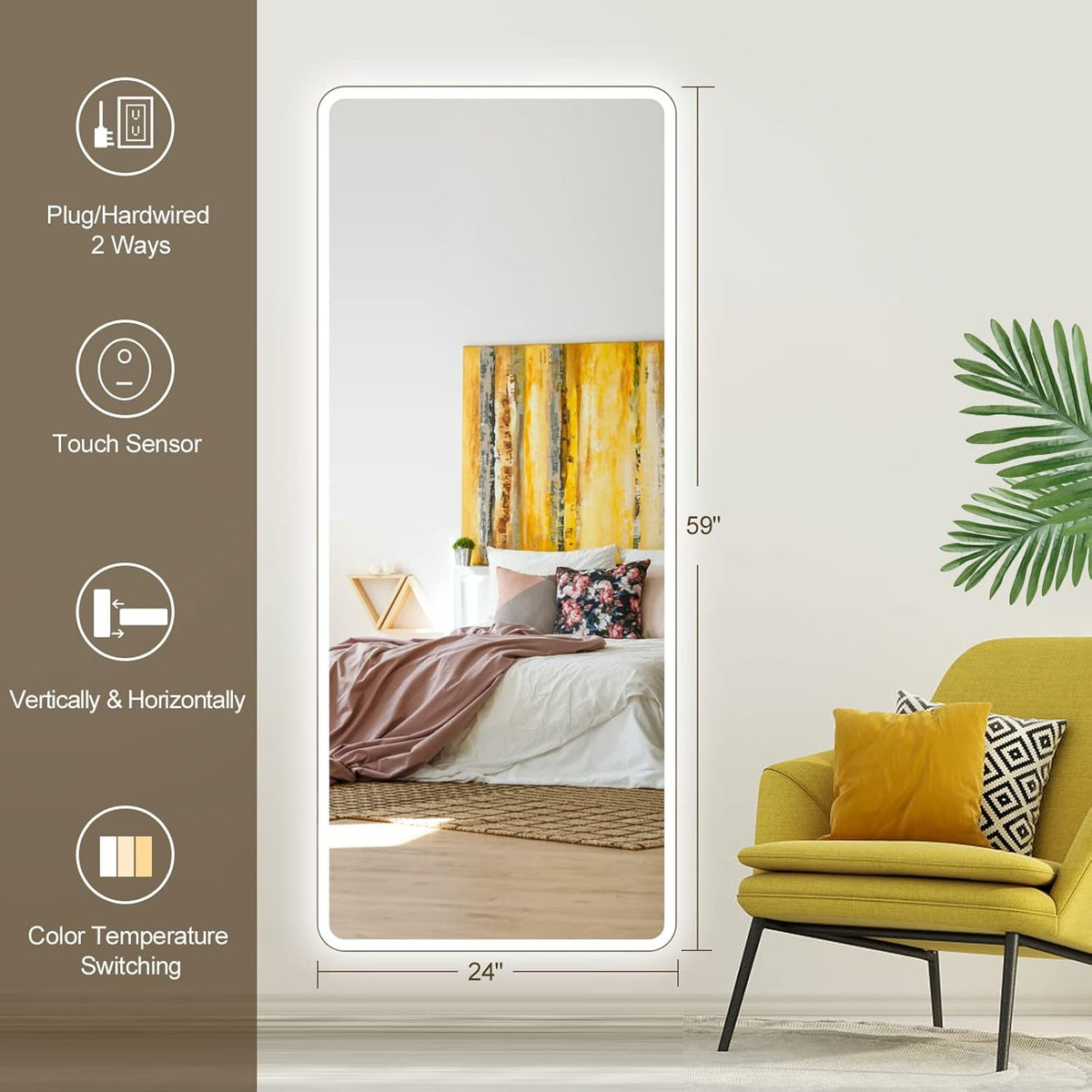 47x22 Full Length LED Wall Mounted Mirror Z769451