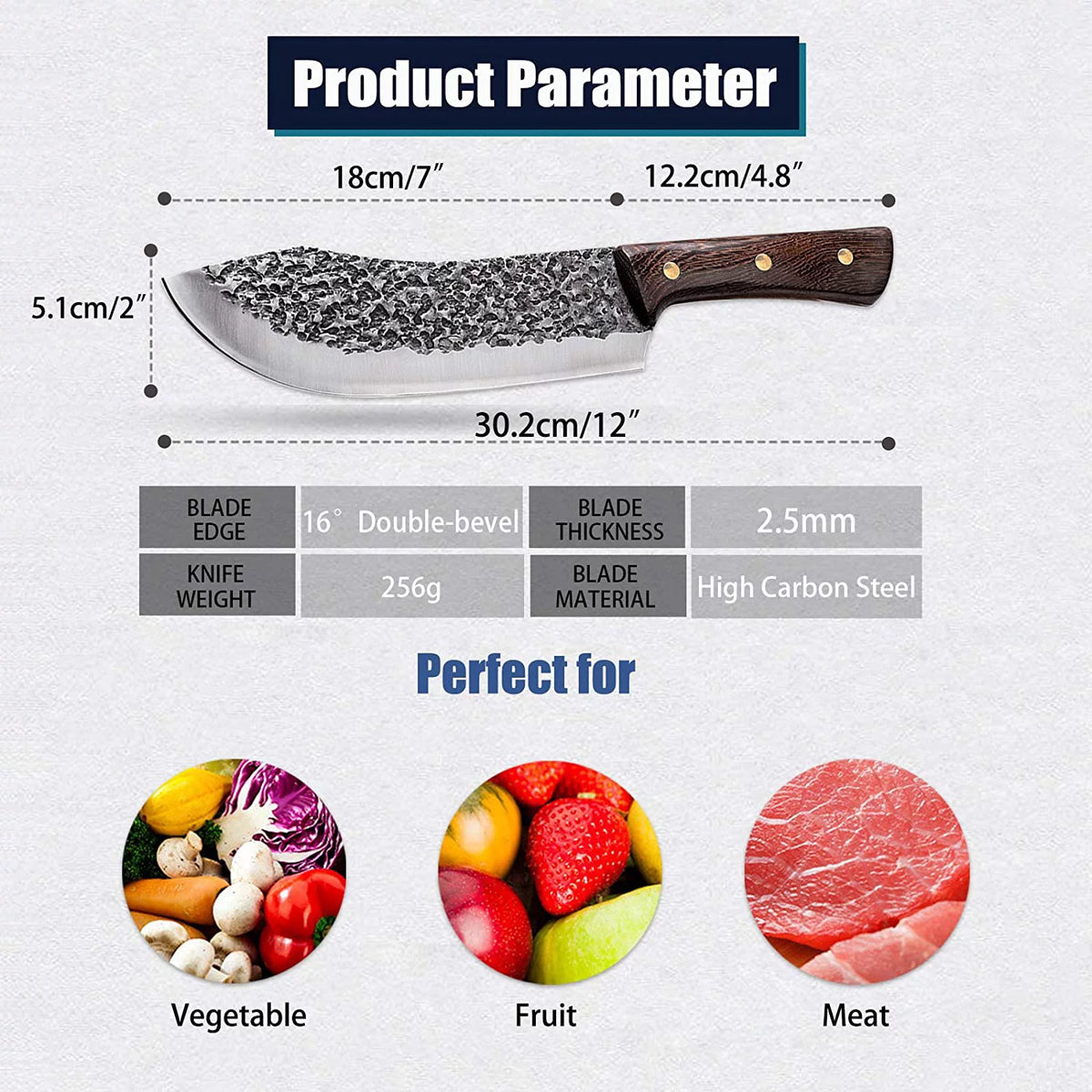 7 Inch Full Tang Forged High Carbon Steel Chef Knife with Sheath G916373