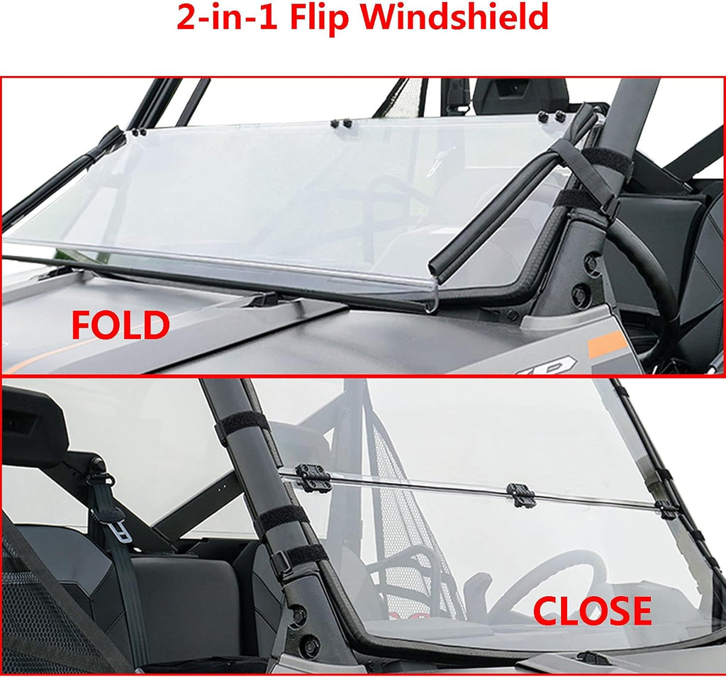 Front Folding Windshield Scratch Resistant 2-in-1 Flip Windscreen Z6169