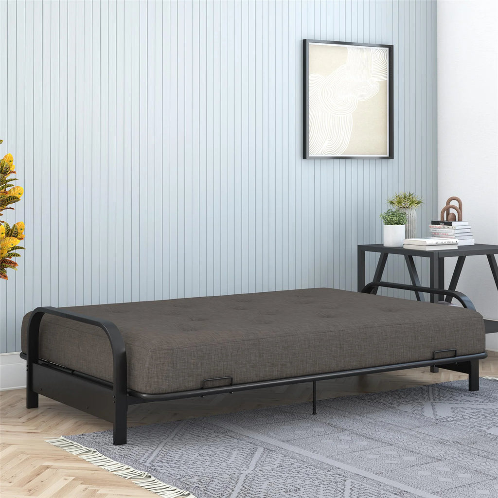 Full True Black Polyester Linen Futon Mattress Y7585
