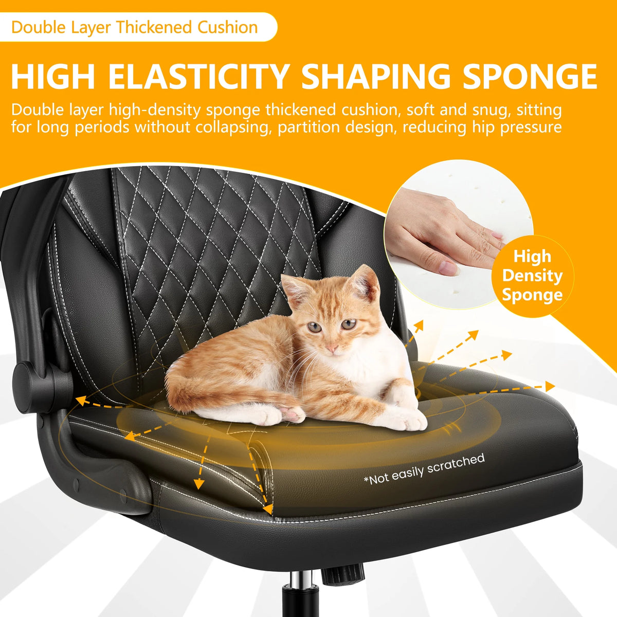 Executive Leather Ergonomic Office Chair with Flip-Up Arms Y52155