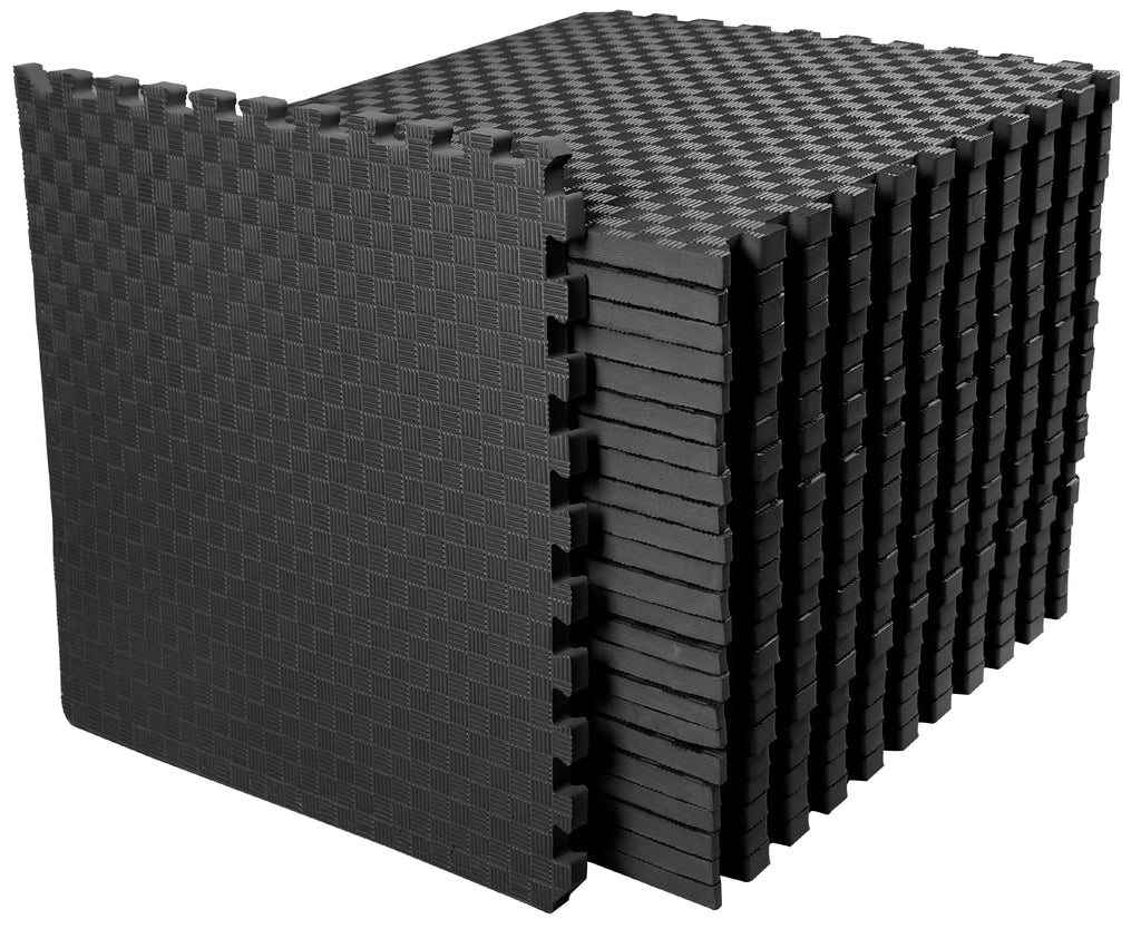 1 In. Thick EVA Foam Interlocking Exercise Mat, 18 Piece Black S7083