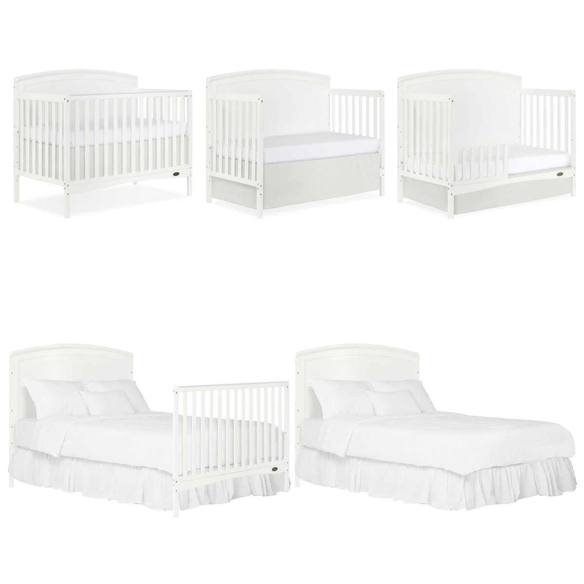 5-in-1 Convertible Full Panel Crib in White F596246