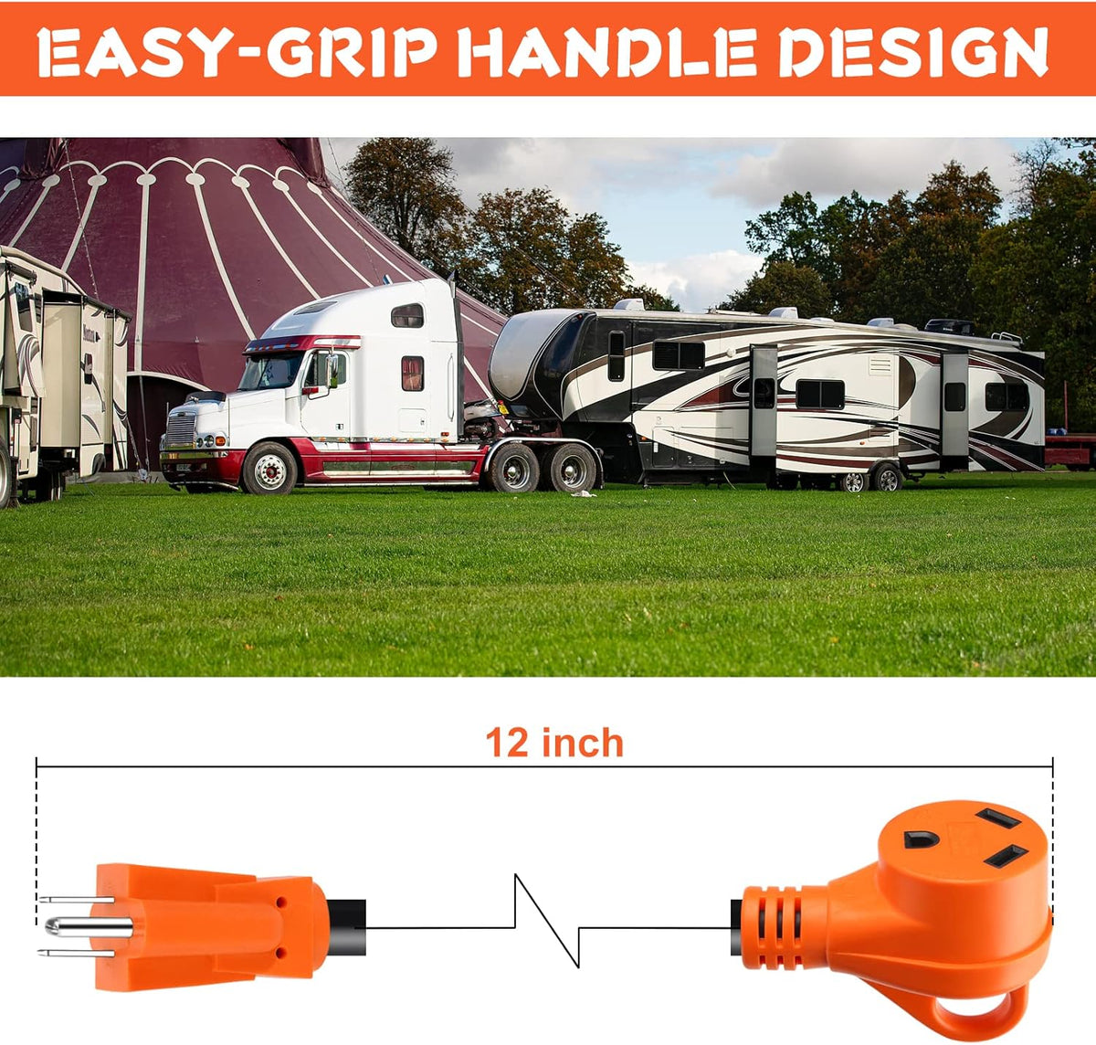 15A to 30A RV Power Adapter Cord with Grip Handle P9211