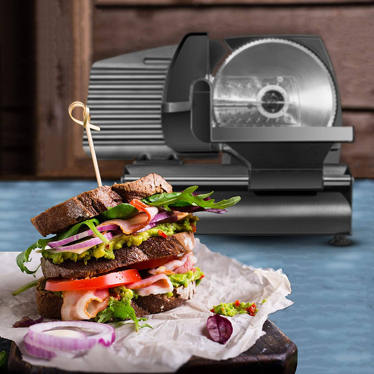 Black Stainless Steel Electric Food Slicer L76704