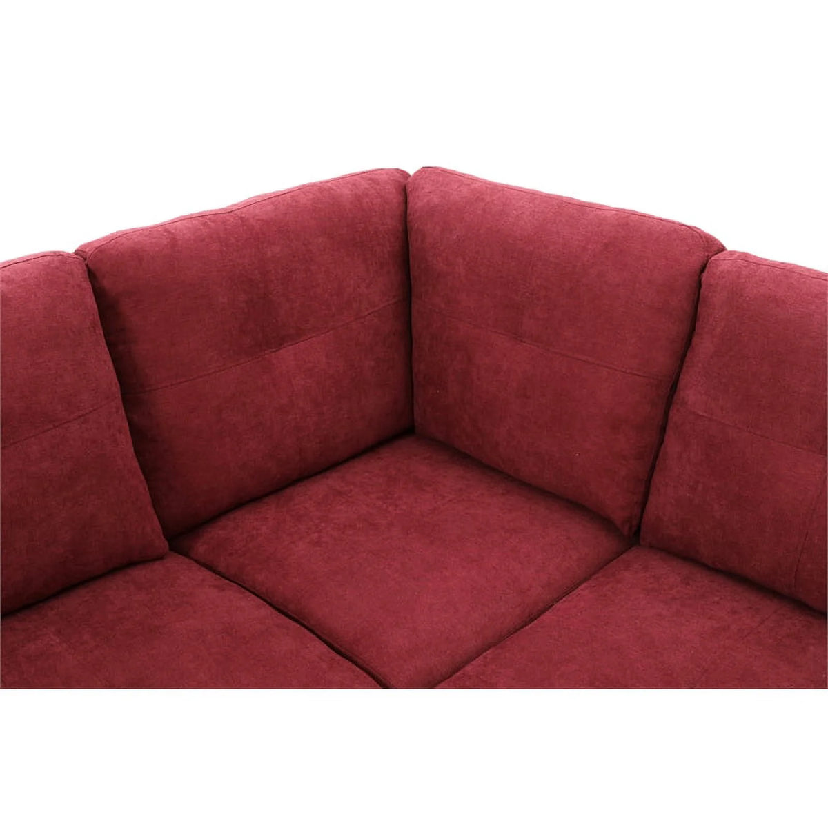 Red 3PC Flannelette Sectional Sofa with Ottoman V9985