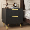 Black 2 Drawer Nightstand Bedside Table with Storage G519