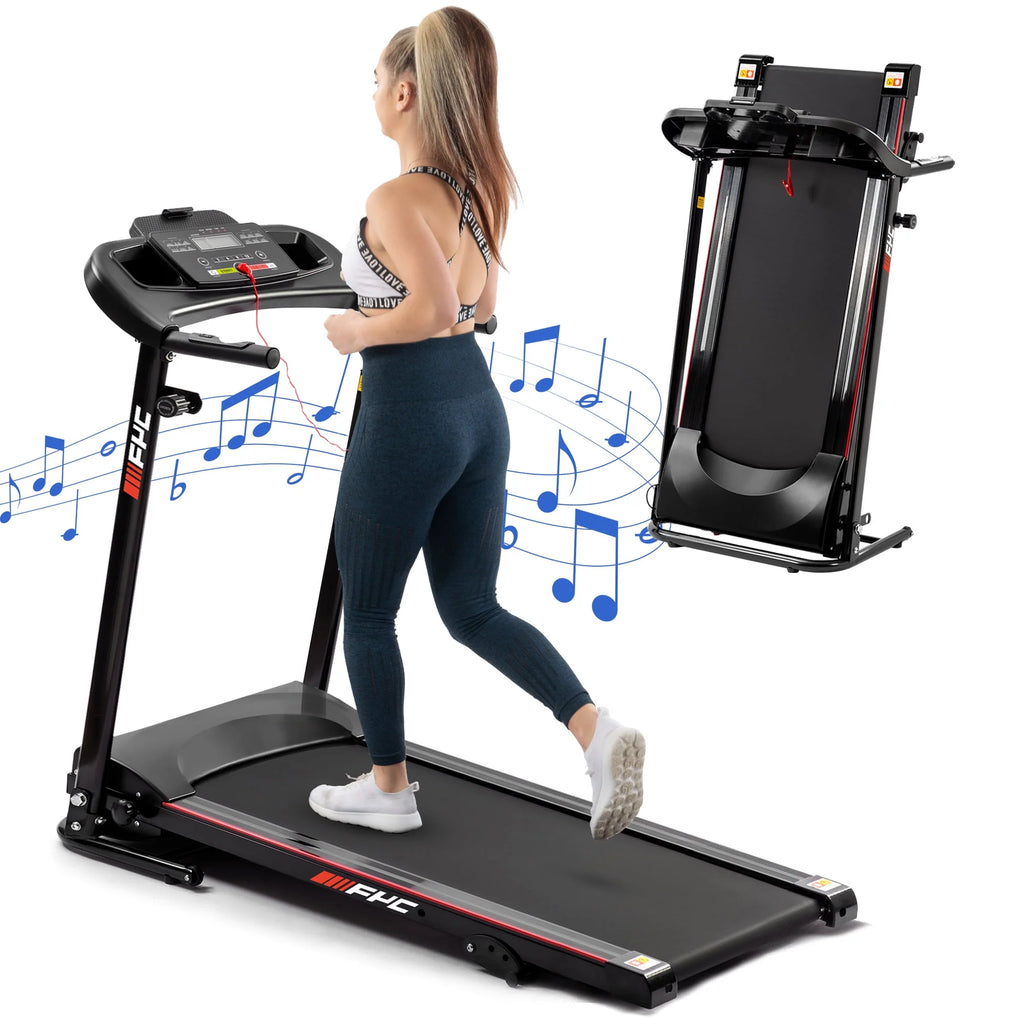Black 1.5HP Folding Treadmill 220 LB Max Weight L377