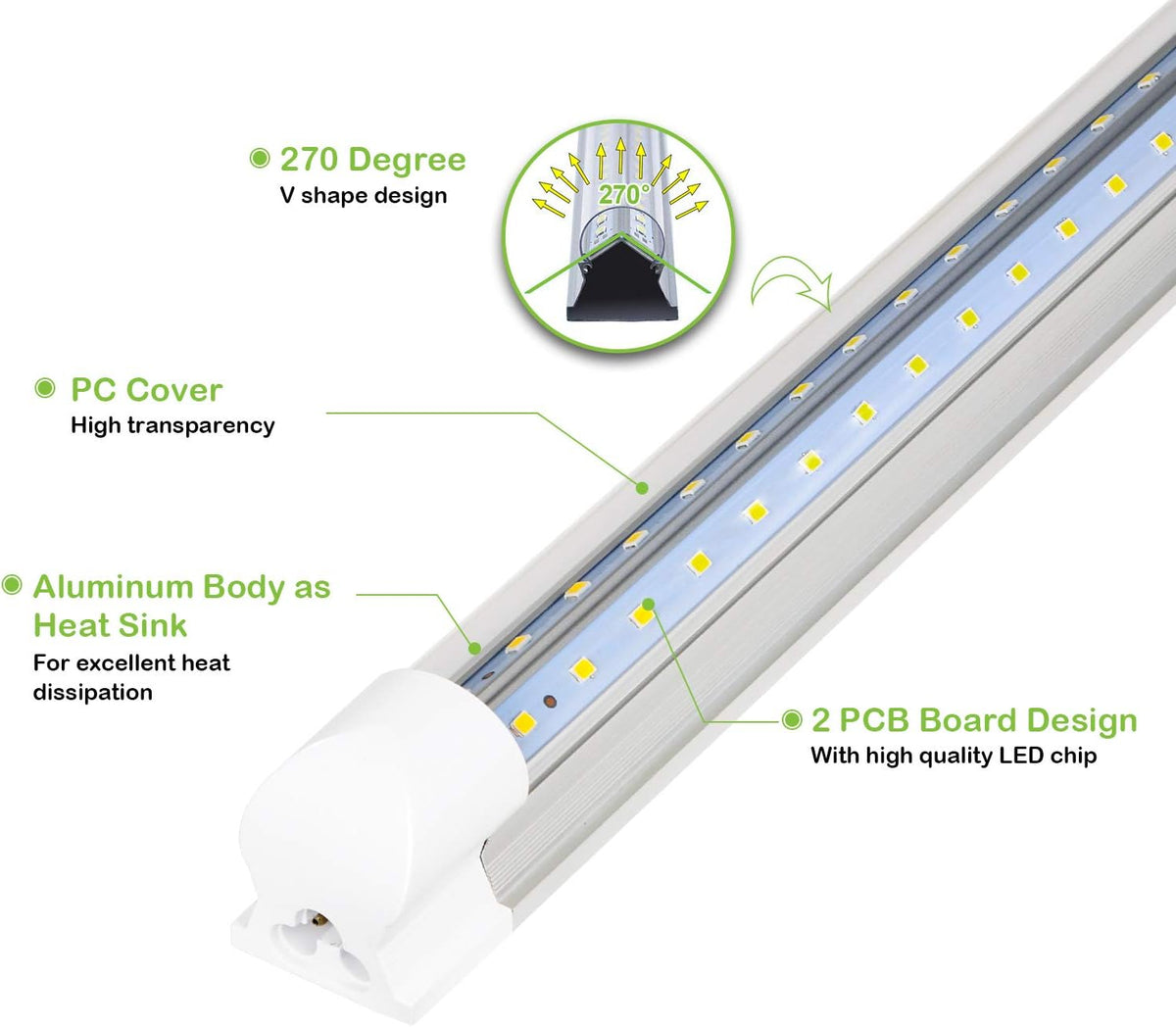 8FT LED Shop Light, 10000LM, 80W, 5000K Daylight, 10 Pack L453709