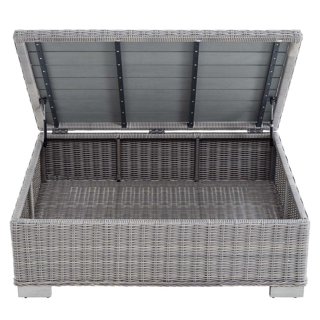 45" Light Gray Wicker Rattan Outdoor Coffee Table R8962