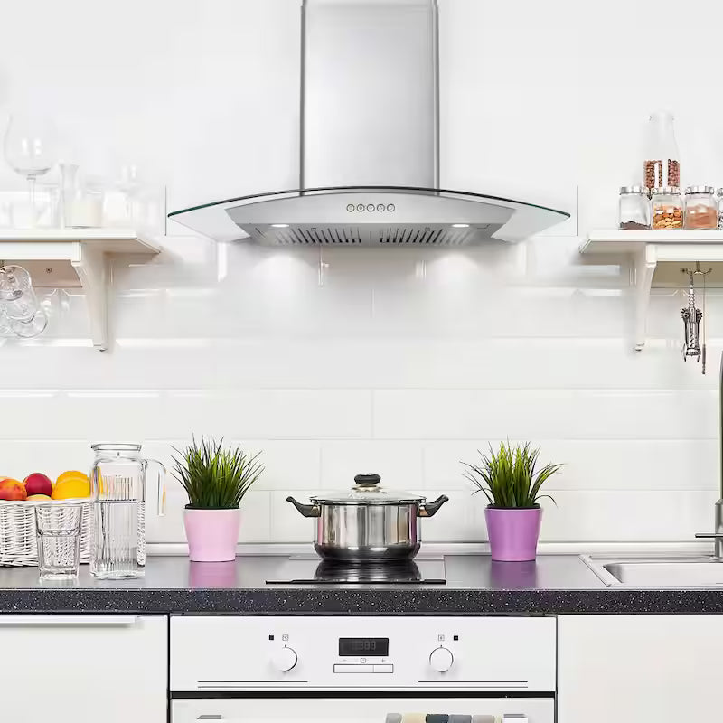 30 in. Stainless Steel Wall Mount Range Hood with LED Lighting O512