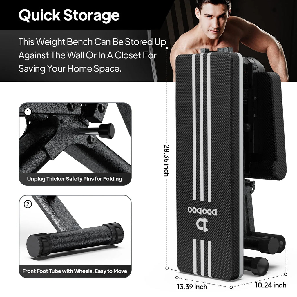 Foldable Adjustable Weight Bench D13964