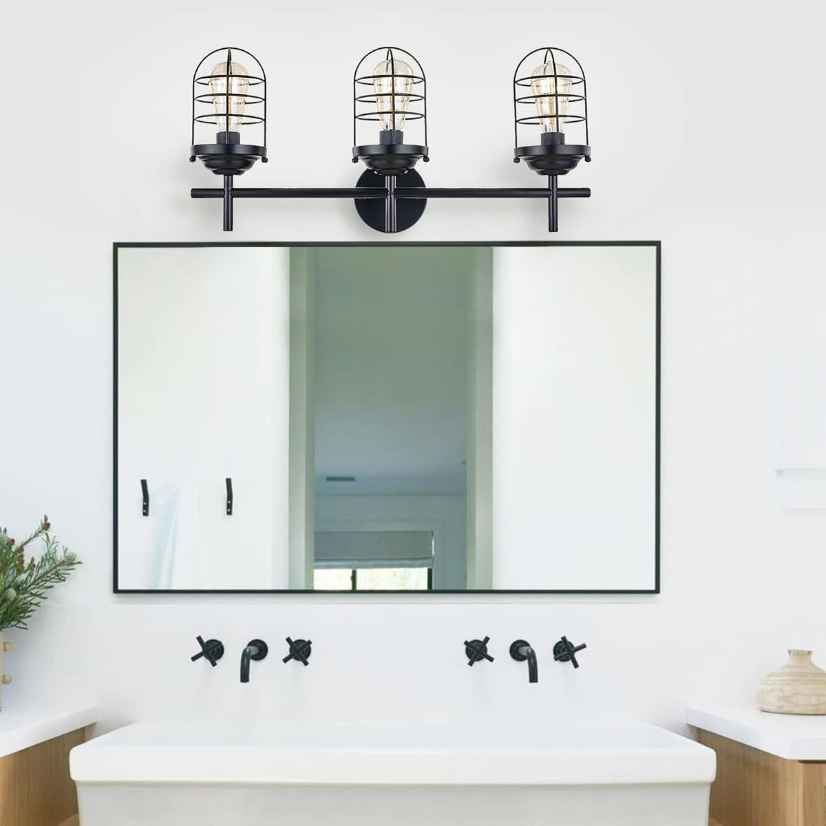 3-Light Black Vanity Light Wall Sconce S269
