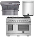 48 Inch Gas Burner Electric Oven Pro Range, Wall Mount Range Hood, Dishwasher D269