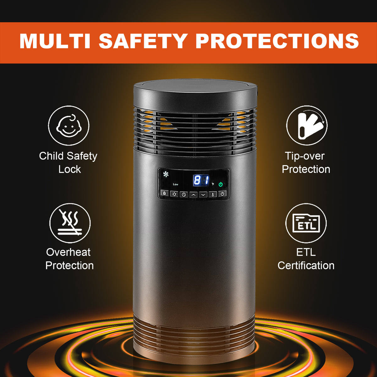 1500W PTC Ceramic Space Heater with Thermostat S894542