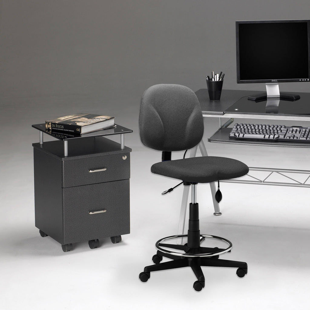 Anthracite Locking Box/File Pedestal with Black Glass C94464
