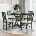 Round Dining Table with 4 Fabric Chairs Set Y175622