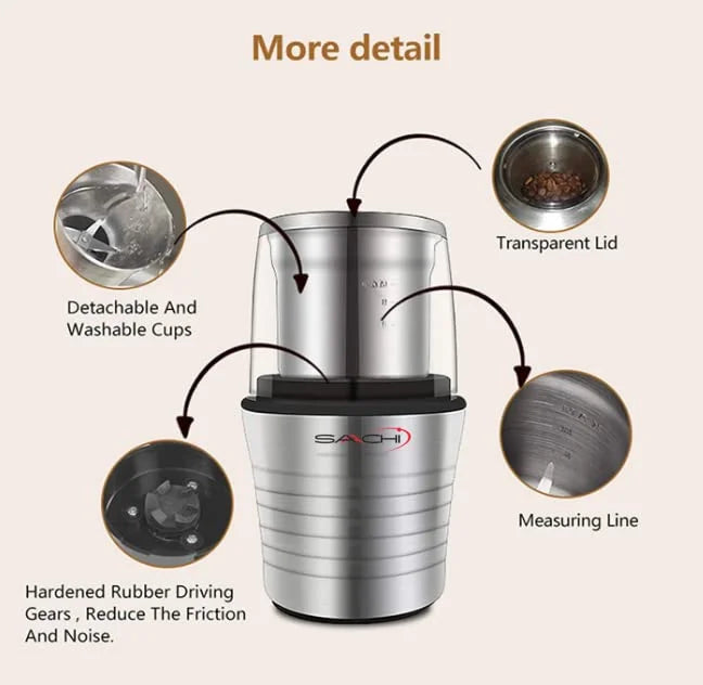 2-in-1 Electric Coffee Grinder and Wet Dry Spice Grinder V79008