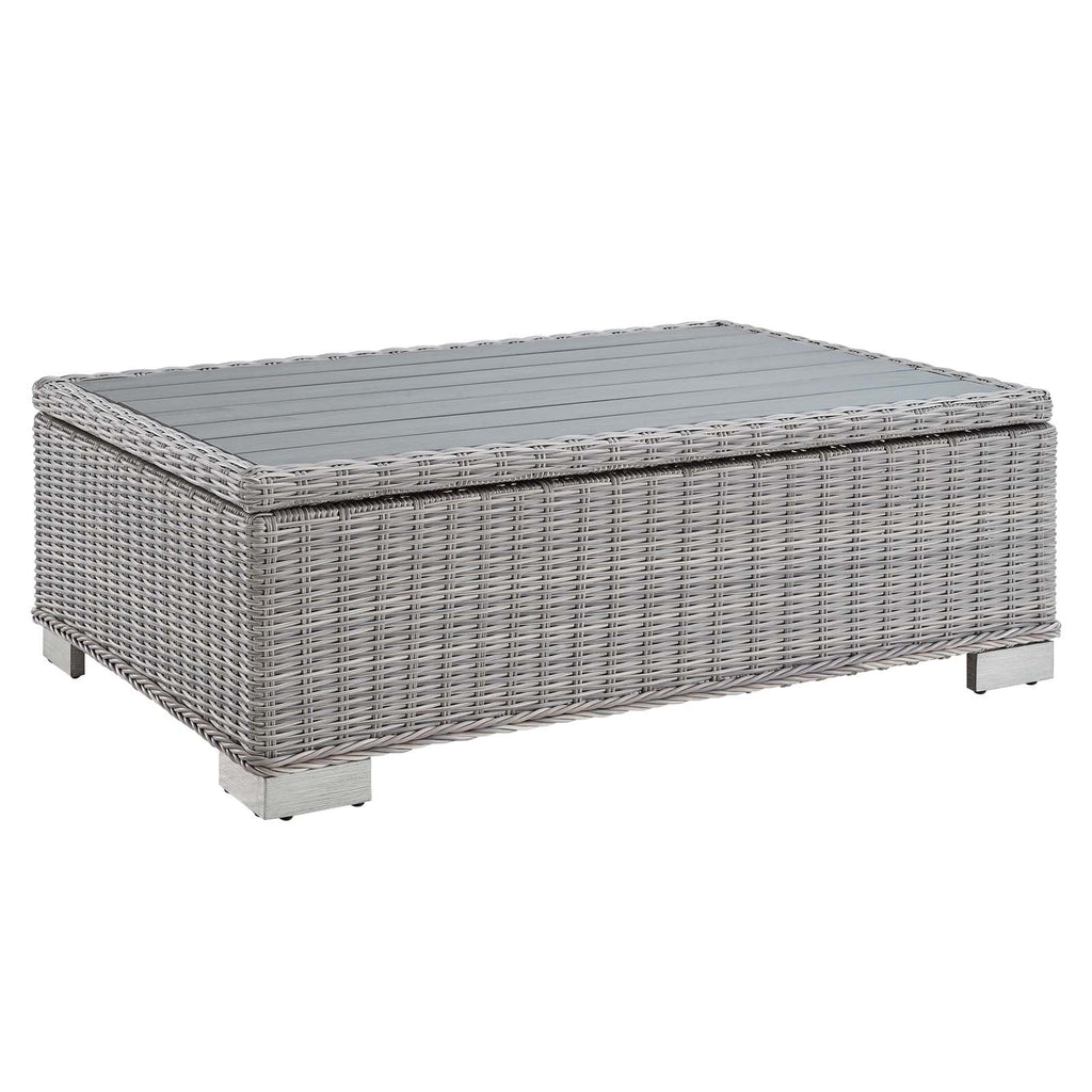45" Light Gray Wicker Rattan Outdoor Coffee Table R8962