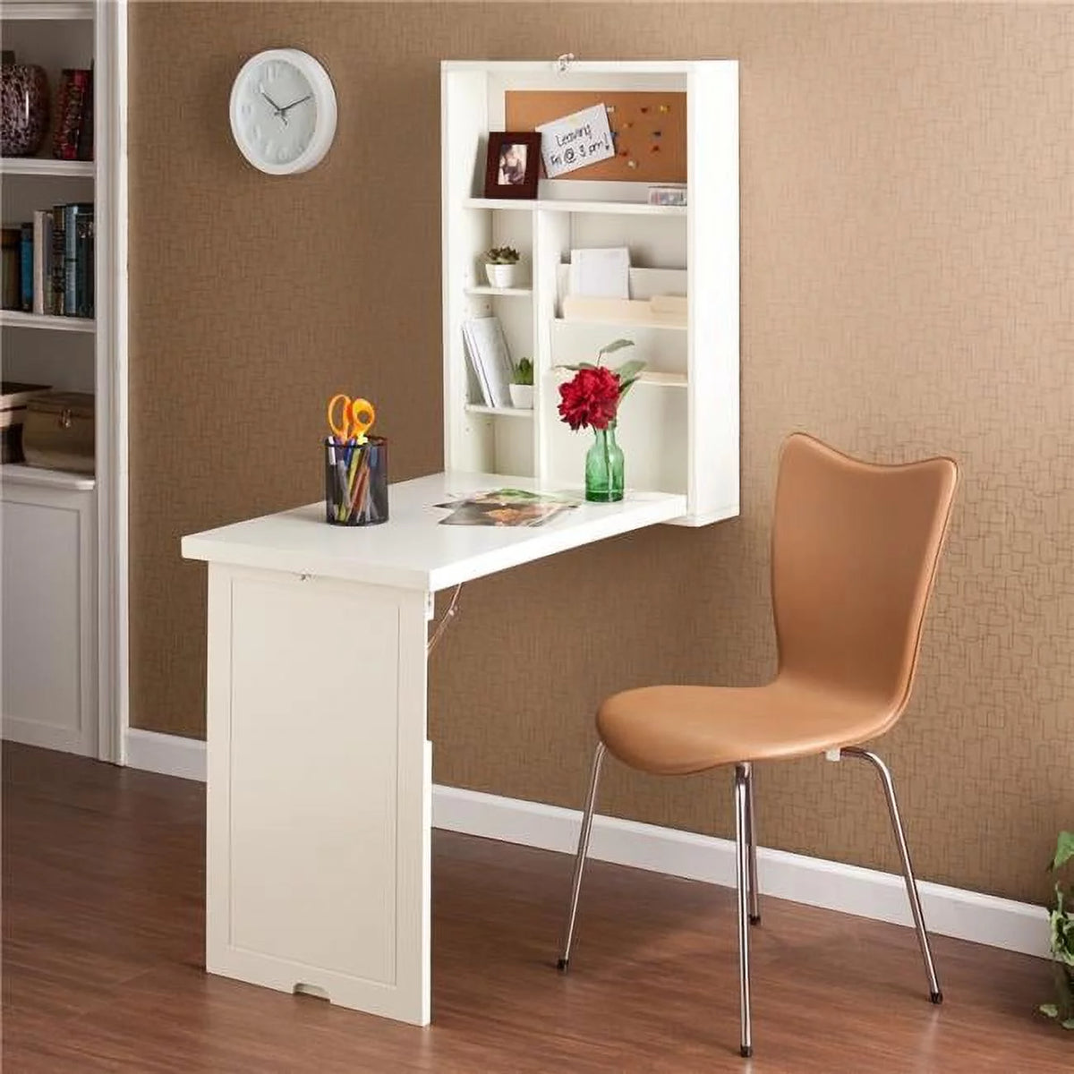 Antique White Fold Out Convertible Wall Mount Desk N2111