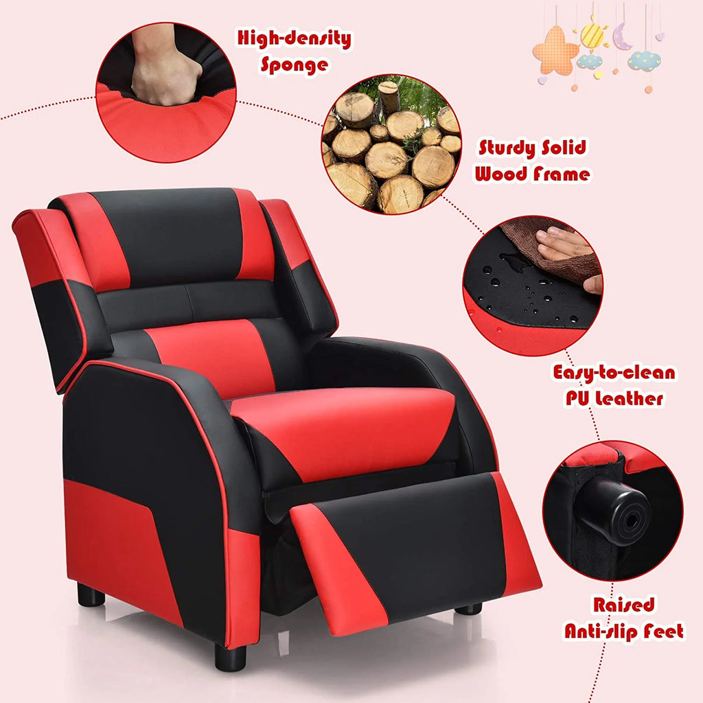 Red Ergonomic Leather Recliner Chair for Children U434513