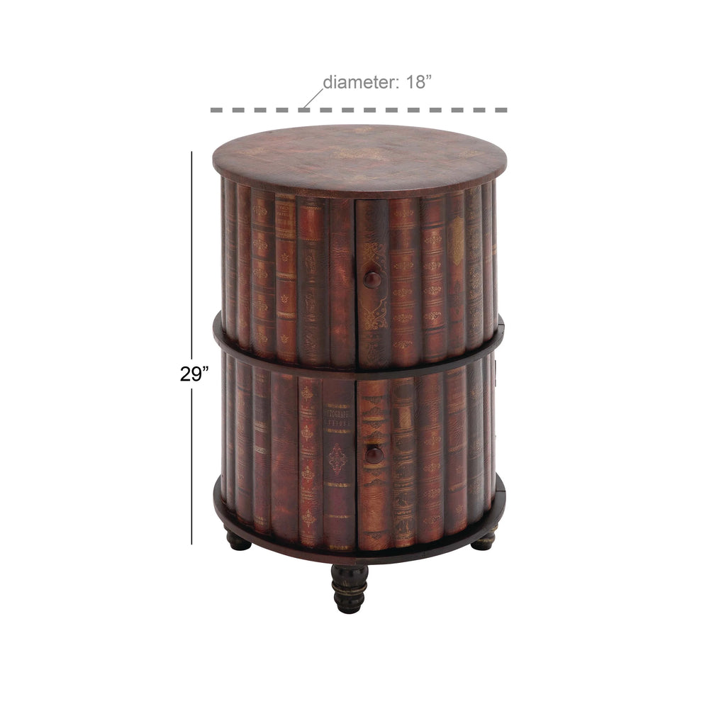 Red Wood Cabinet with Faux Leather Accents T418