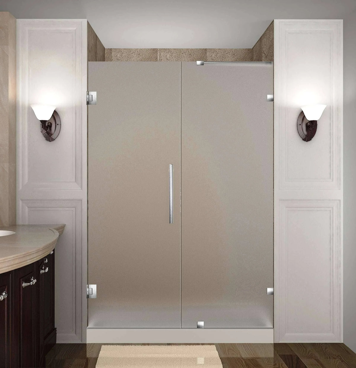 Frameless Hinged Shower Door with Stainless Steel O416