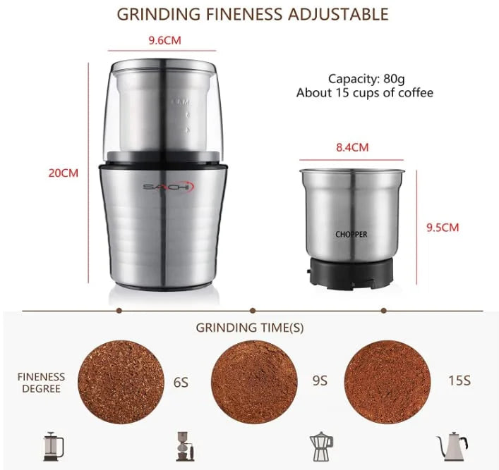 2-in-1 Electric Coffee Grinder and Wet Dry Spice Grinder V79008