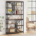 Industrial 8-Tier Wood Look Bookshelf with Metal Frame O80801