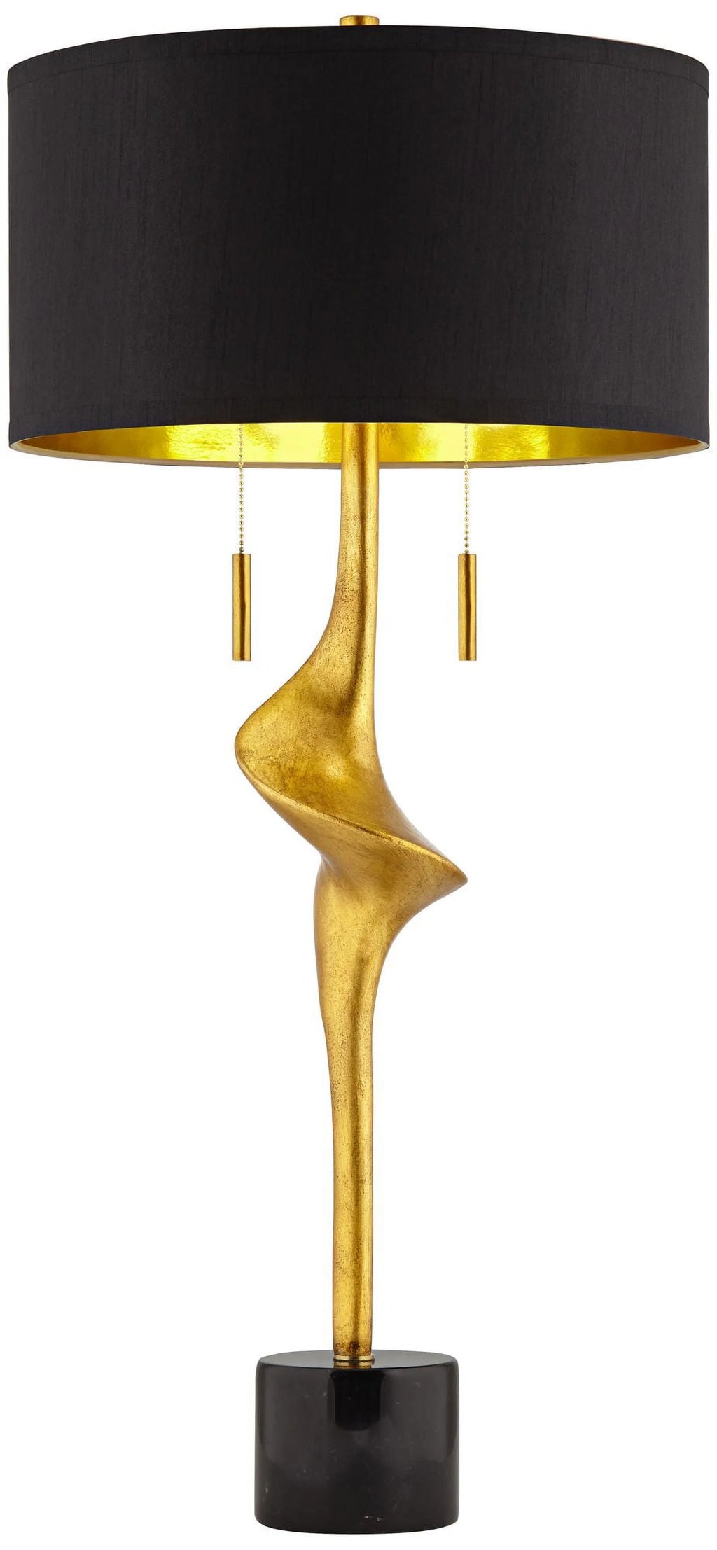 Gold Leaf Table Lamp with Black Drum Shade U899264
