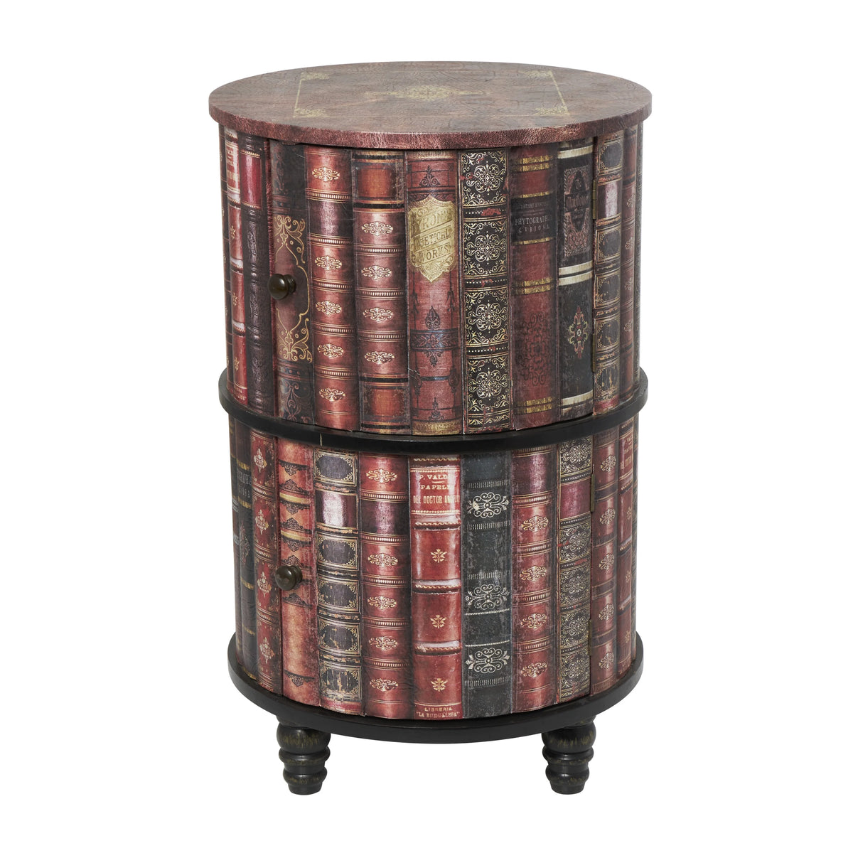 Red Wood Cabinet with Faux Leather Accents T418
