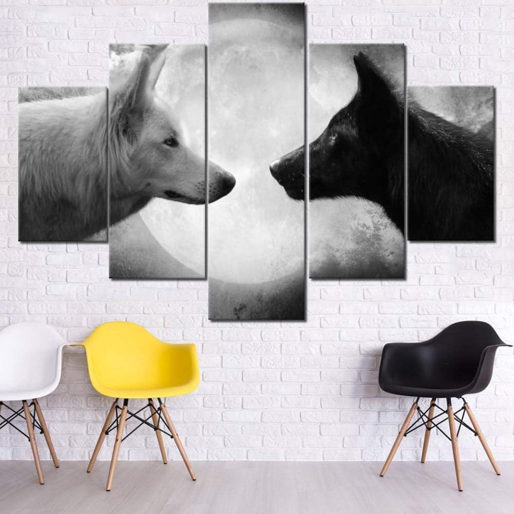 5 Piece Black Canvas Wall Art Safari Artwork Framed Ready to Hang Posters and Prints C3757