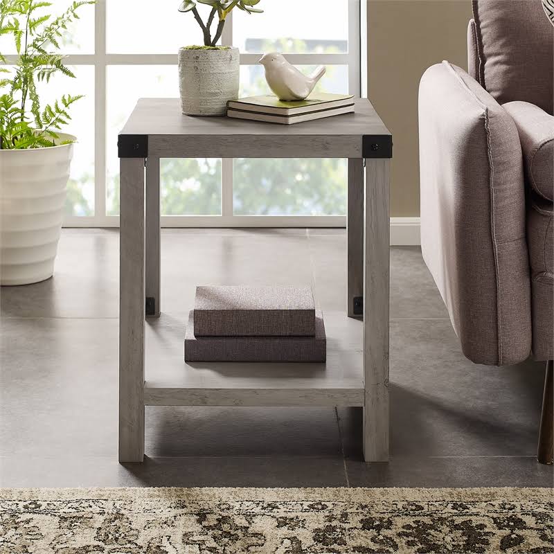 Gray Wash Metal Side Table G71567