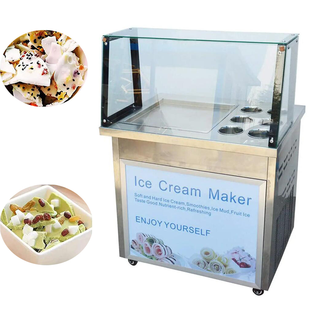 Commercial Fried Yogurt Machine with Dust Cover & 6 Buckets O48831