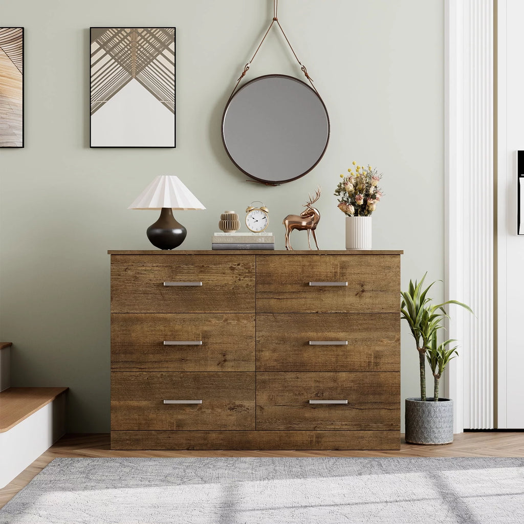 White 6 Drawer Wood Dresser K75352